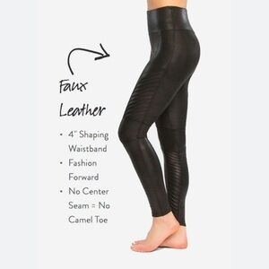 Spanx Faux Leather Moto Black Leggings X-Small
